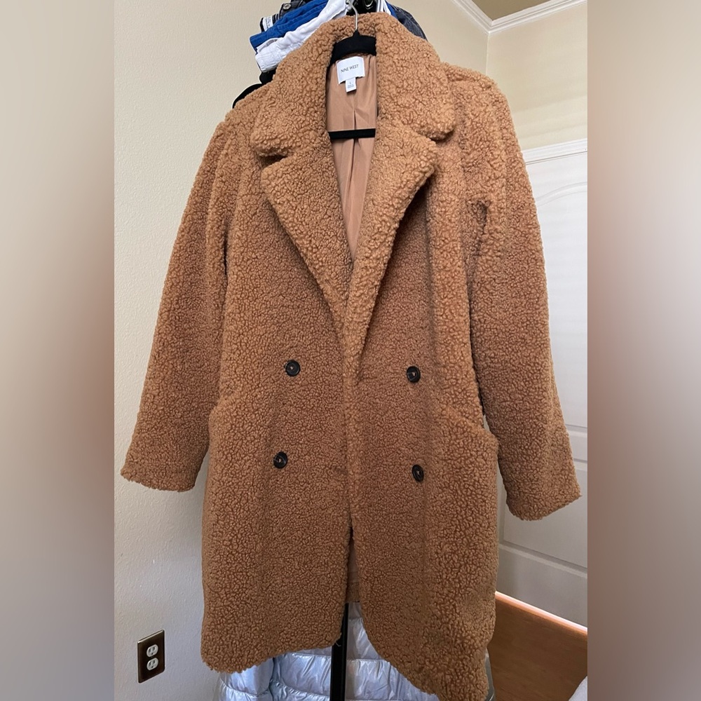 Nine West Women's Tan Teddy Coat